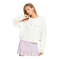 Roxy Women's Sweet Sweet Surf Crewneck Crop Sweatshirt, Relaxed Fit Front_Angled_Left