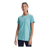 Under Armour Women's Fish Hook Logo Cotton Blend T Shirt Front_Angled_Left