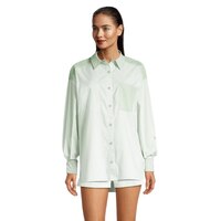 Reebok Women's Classic Tailoring Long Sleeve Button Up Shirt, Oversized Front_Flat