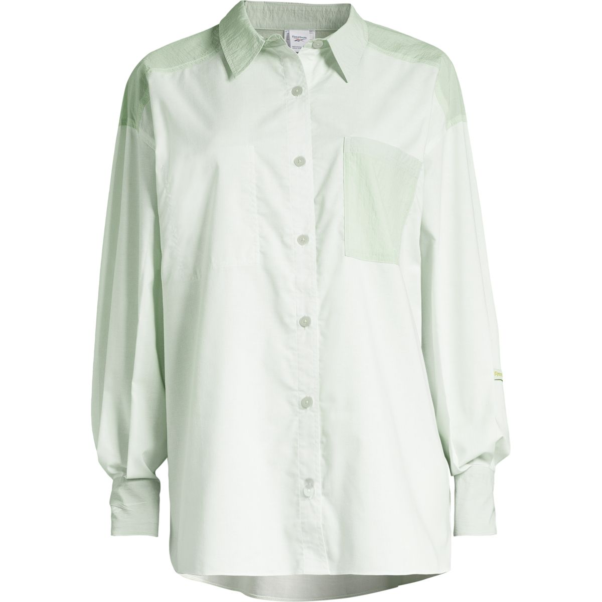 Reebok Women's Classic Tailoring Long Sleeve Button Up Shirt, Oversized