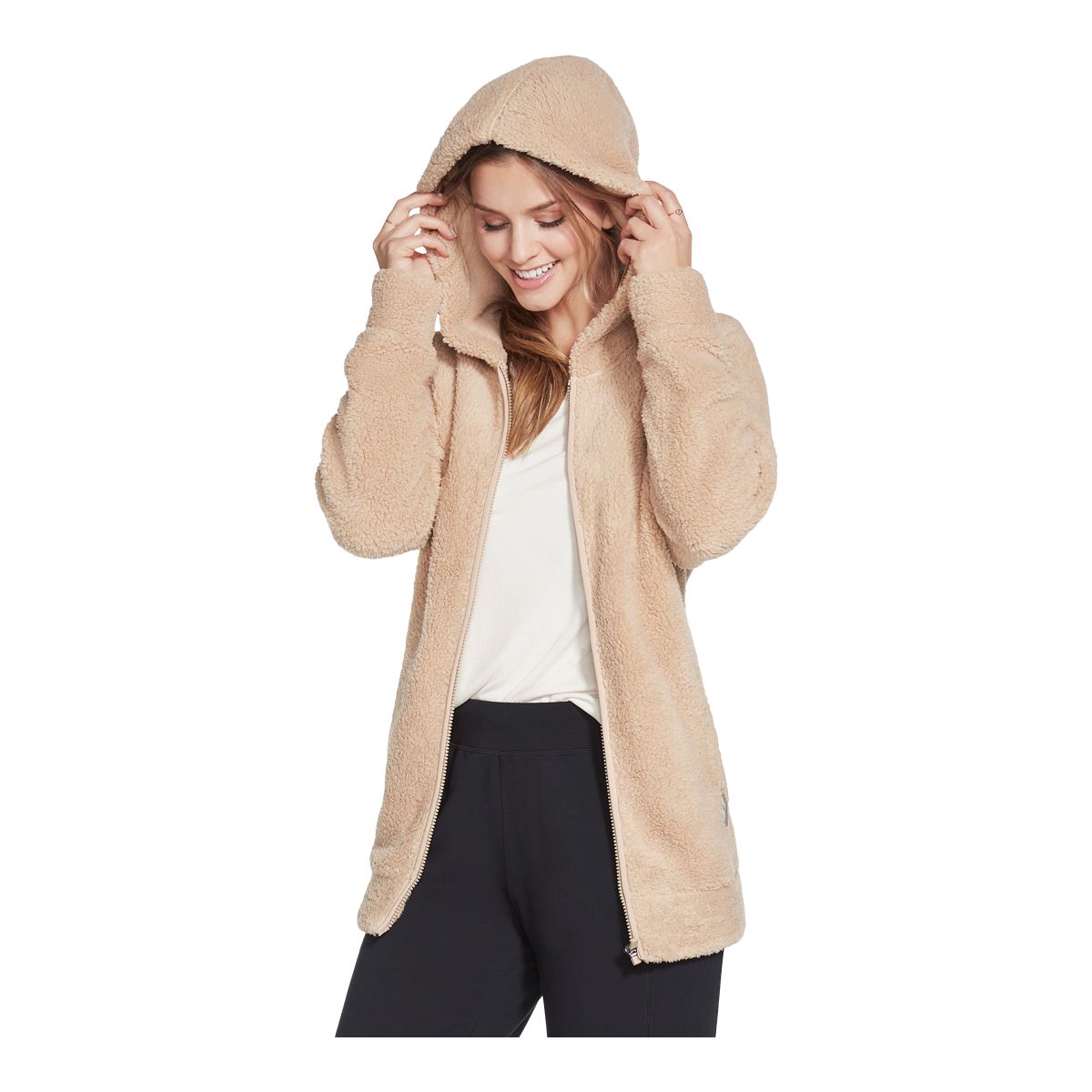 Skechers Women's Blissful Full Zip Jacket Hoodie, Plush, Oversized