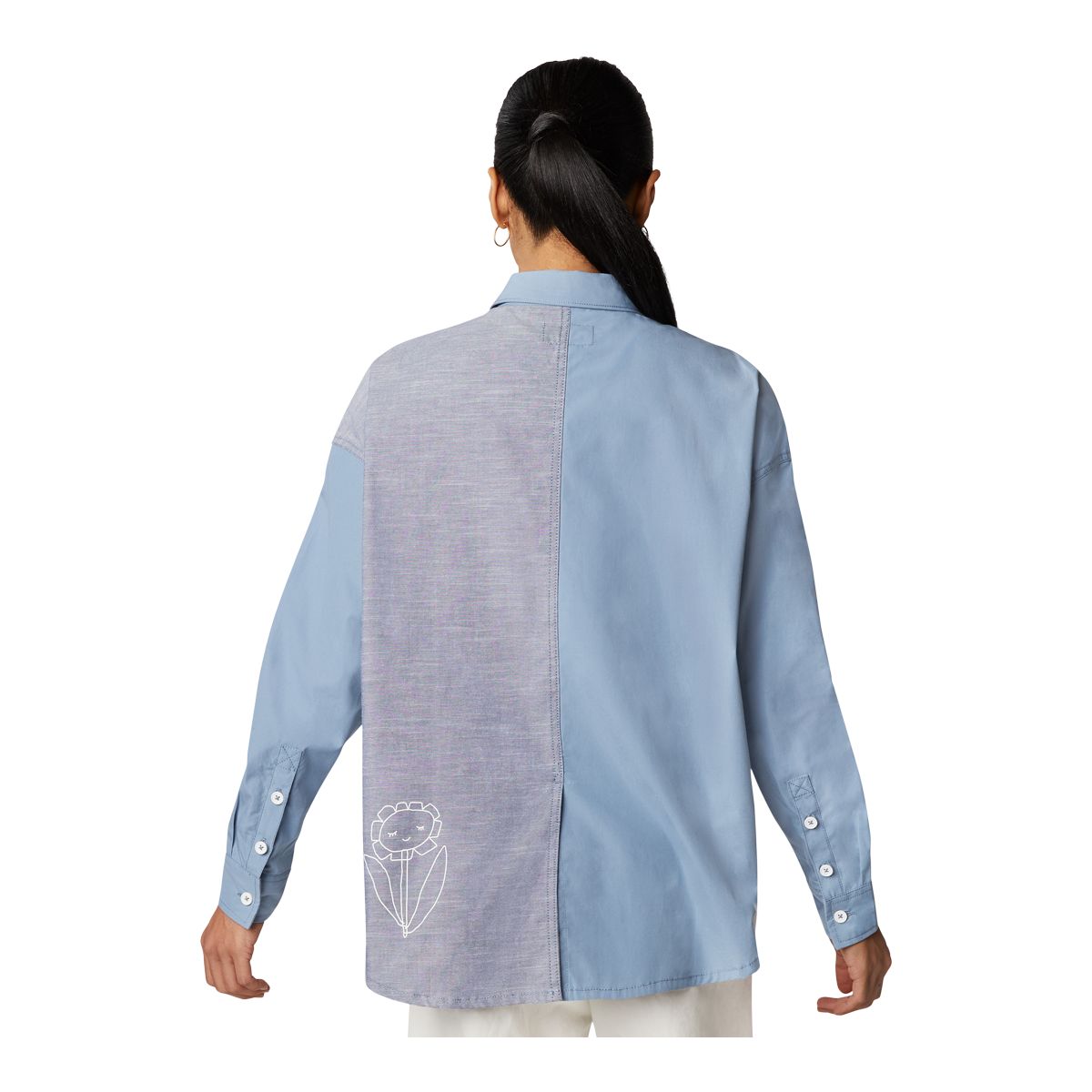 Converse Women's Botton Up Long Sleeve Shirt, Oversized