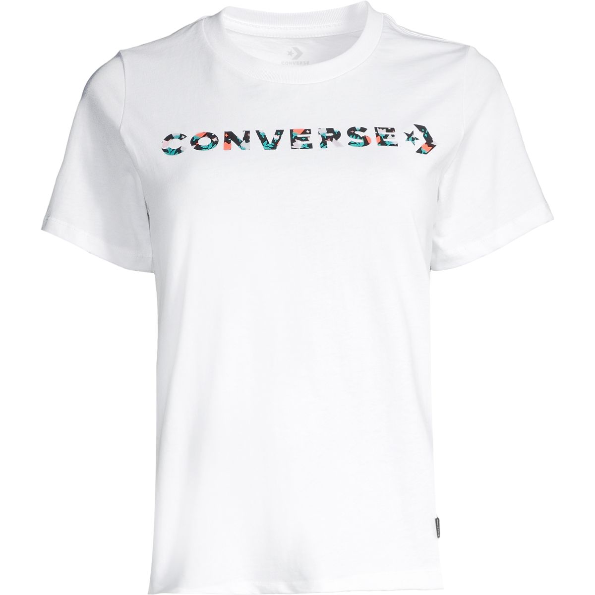 Converse Women's Floral Logo Graphic Cotton T Shirt, Relaxed Fit