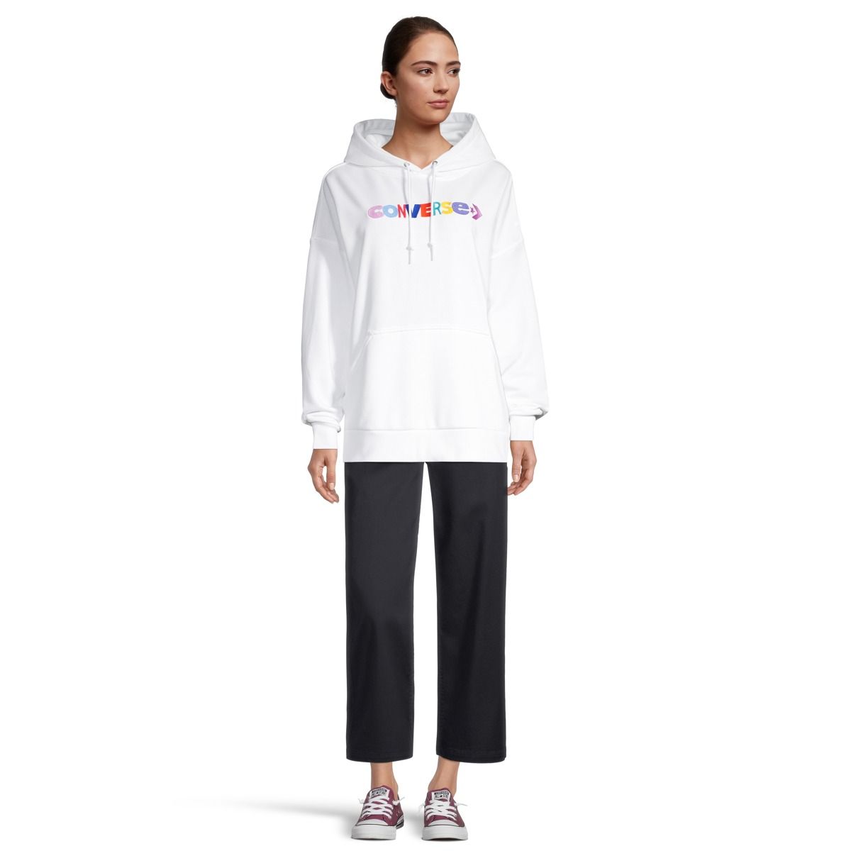 Converse Women's Spring Pullover Hoodie, French Terry, Oversized, Kangaroo Pocket