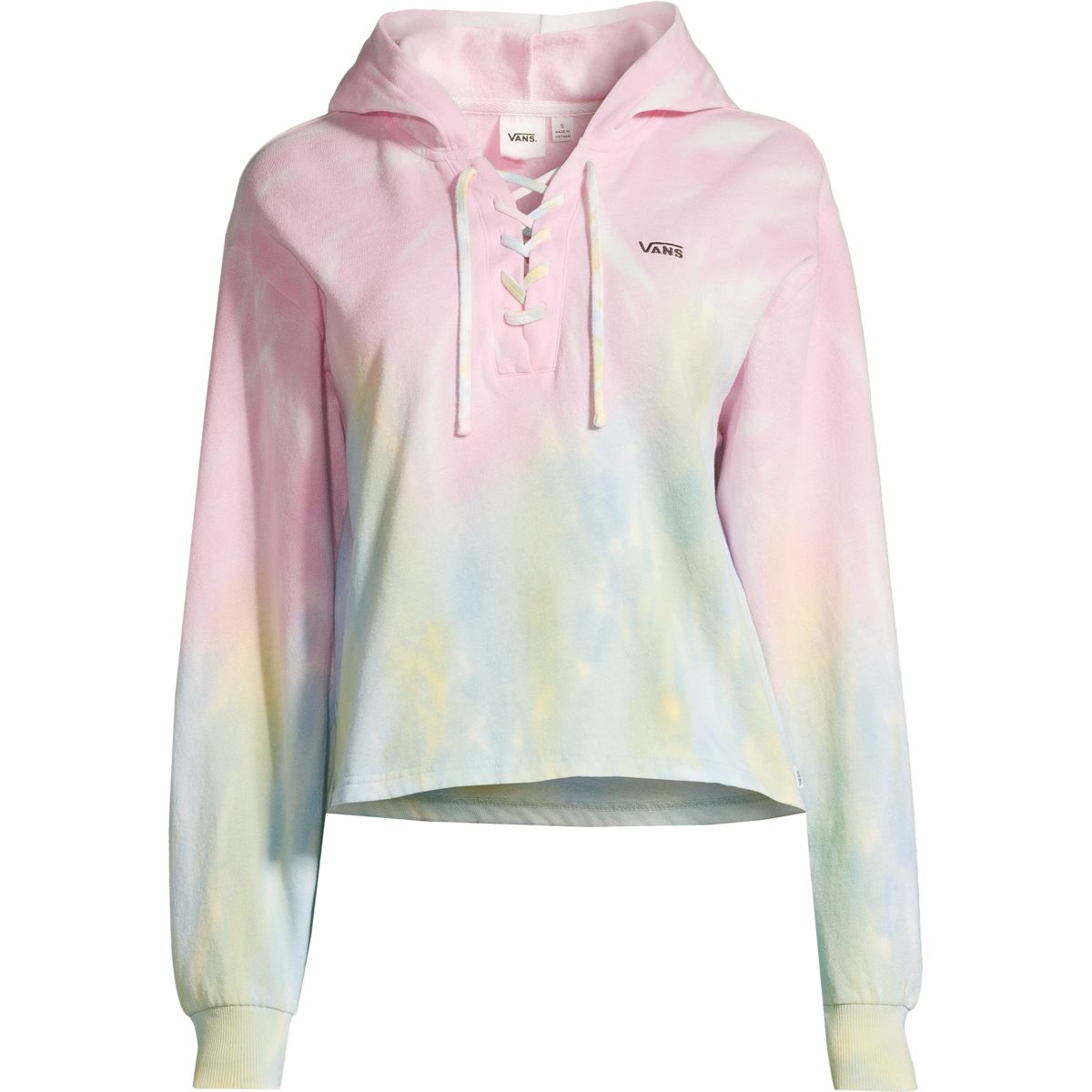 Vans Women's Popsicle Tie Dye Lace-Up Cropped Hoodie, Cotton Blend, Oversized
