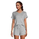 Calvin Klein Women's Featherweight Cotton Blend Lounge T Shirt And Shorts Set Front_Flat