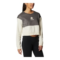 Columbia Women's Trek Colorblock Crewneck Crop Sweatshirt Front_Angled_Right