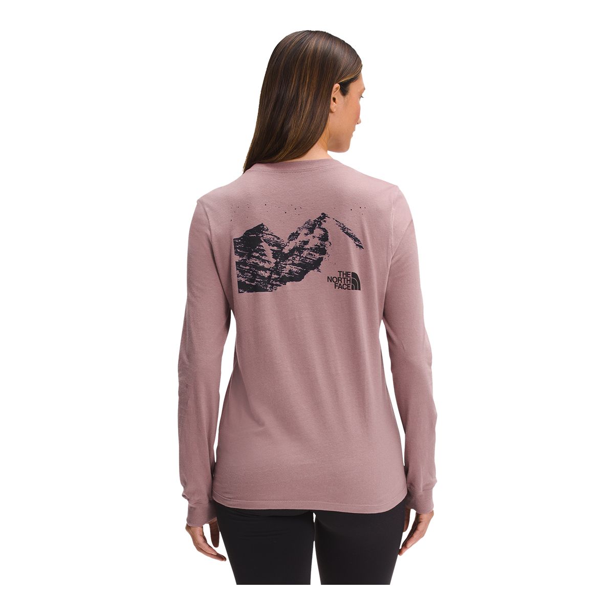 The North Face Women's Snowy Mountain Long Sleeve Cotton Hiking T Shirt Back_Flat