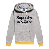 Superdry Women's American Classics Ringer Pullover Hoodie, Kangaroo Pocket Front_Flat