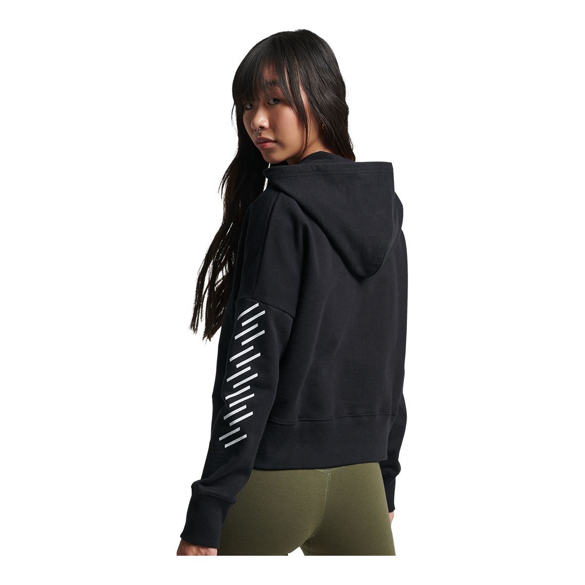 Superdry Women's Code Core Sport Crop Box Pullover Cropped Hoodie, 100% Cotton