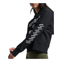 Superdry Women's Code Core Sport Crop Box Pullover Cropped Hoodie, 100% Cotton Front_Angled_Left