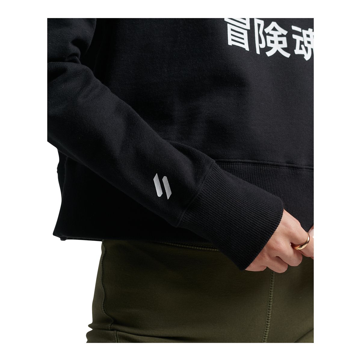 Superdry Women's Code Core Sport Crop Box Pullover Cropped Hoodie, 100% Cotton