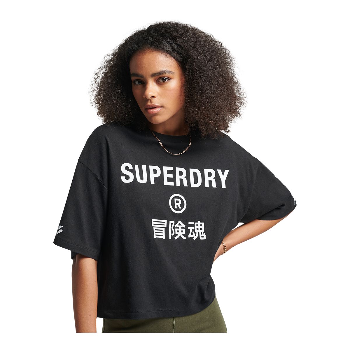 Superdry Women's Code Core Sport Cotton T Shirt, Oversized