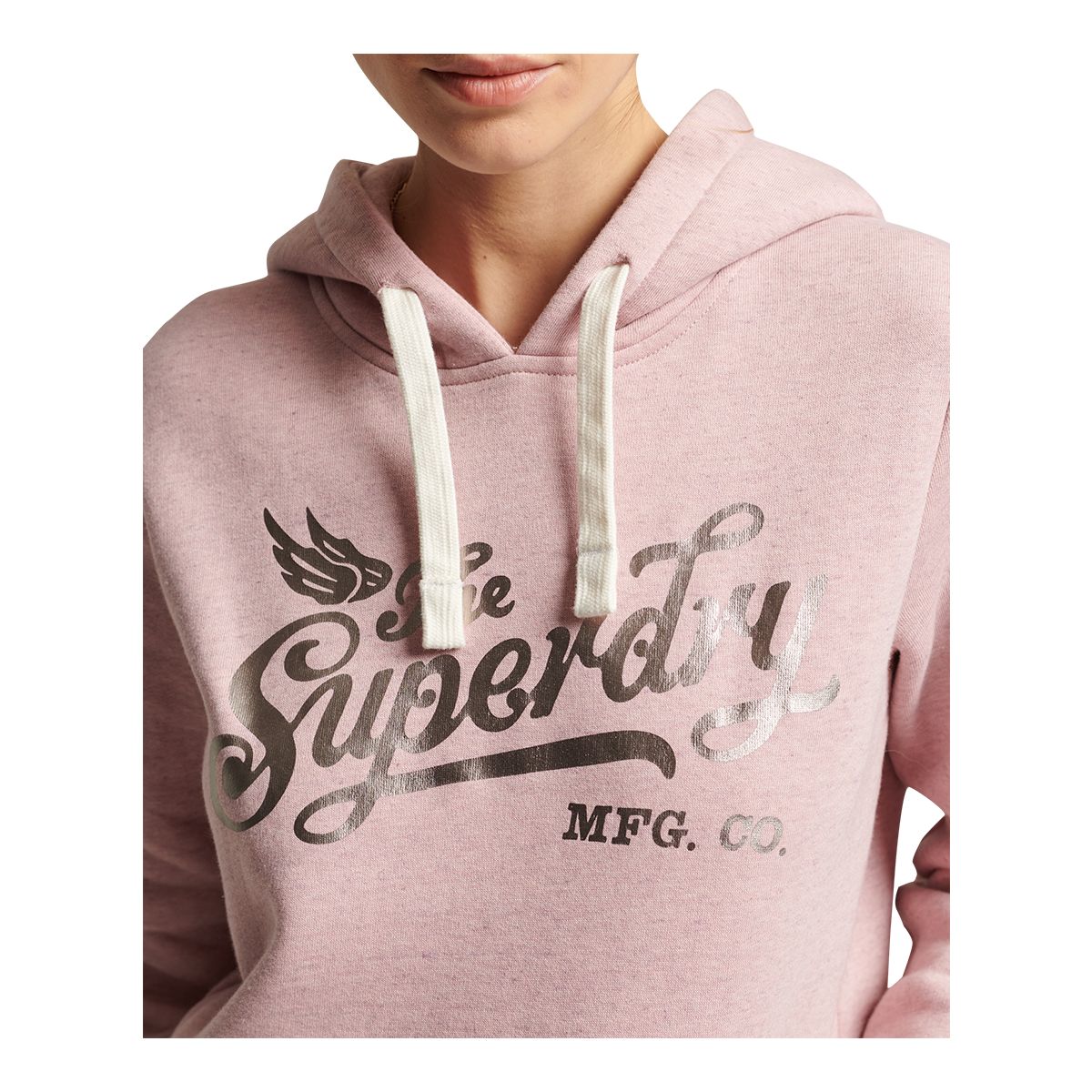 Superdry Women's Vintage Script Style College Pullover Hoodie, Kangaroo Pocket