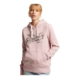 Superdry Women's Vintage Script Style College Pullover Hoodie, Kangaroo Pocket Front_Angled_Left
