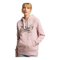 Superdry Women's Vintage Script Style College Pullover Hoodie, Kangaroo Pocket Front_Angled_Left