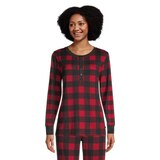Ripzone Women's Willa Solid Henley Long Sleeve Pajama Shirt Front_Flat