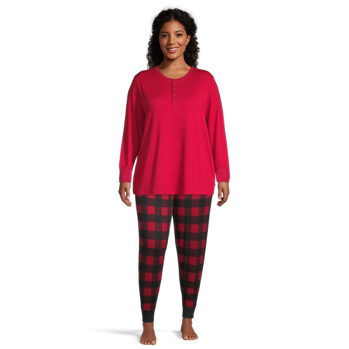 Ripzone Women's Willa Solid Henley Long Sleeve Pajama Shirt