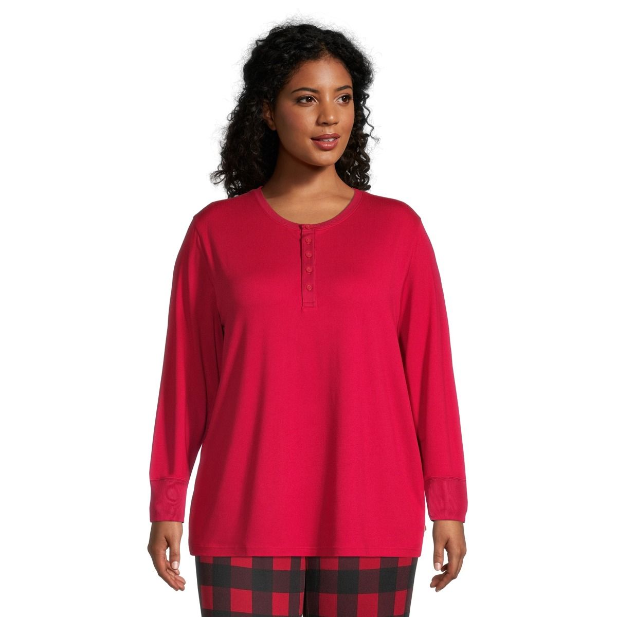 Ripzone Women's Willa Solid Henley Long Sleeve Pajama Shirt