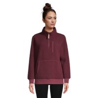 Woods Women's Cautley Quarter Zip Fleece Sweatshirt, Kangaroo Pocket Front_Flat