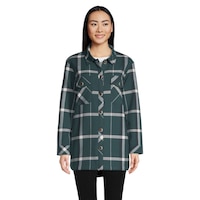 Woods Women's Evelyn Flannel Shacket, Relaxed Fit Front_Flat