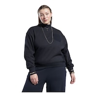Reebok Women's Classics Wide Cotton Turtleneck Sweatshirt, Plus Size Front_Angled_Right