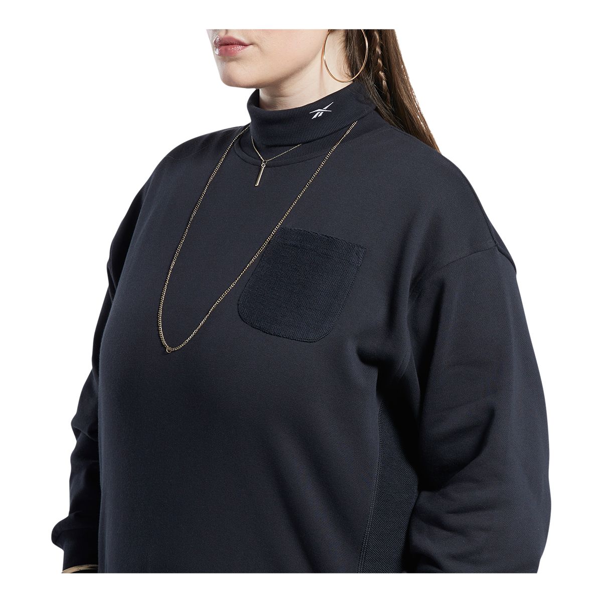 Reebok Women's Classics Wide Cotton Turtleneck Sweatshirt, Plus Size