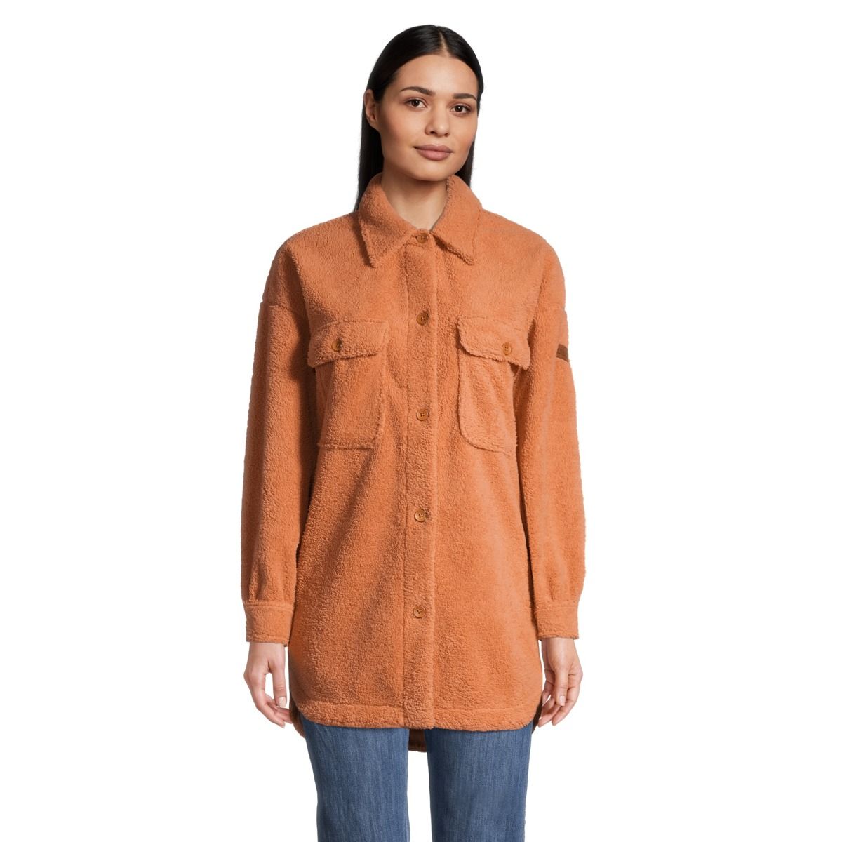 Roxy Women's Over And Out Button Up Fleece Shacket, Oversized