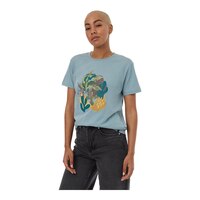 Tentree Women's Painterly Kelp Tourmaline T-Shirt Front_Angled_Left