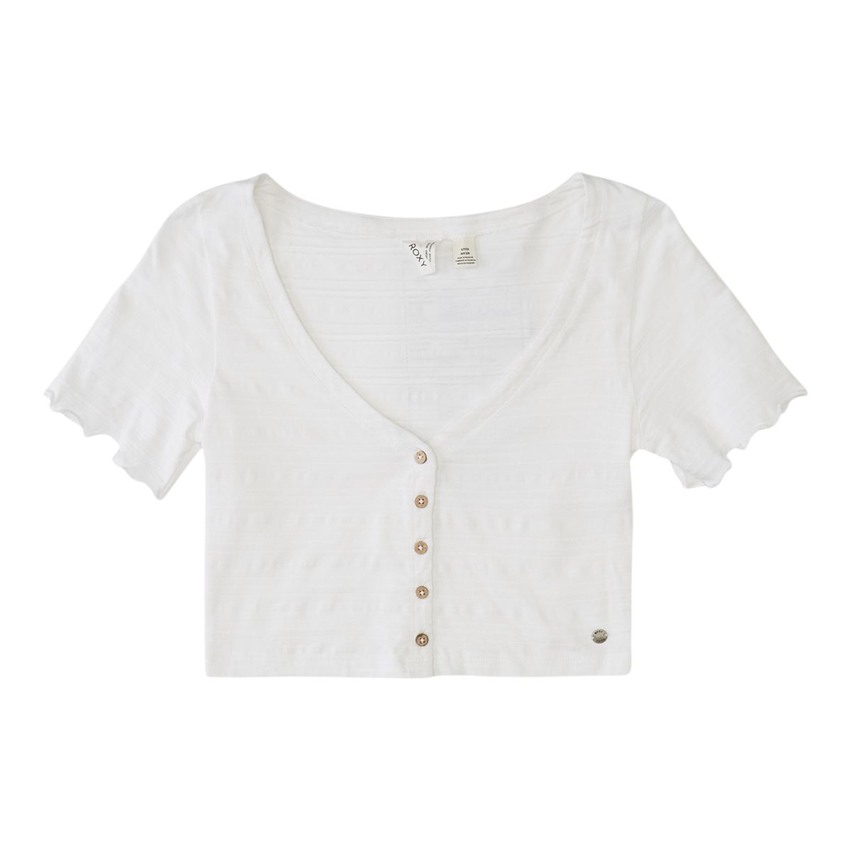 Roxy Women's Uncomplicated Mind Button Front Cropped T Shirt