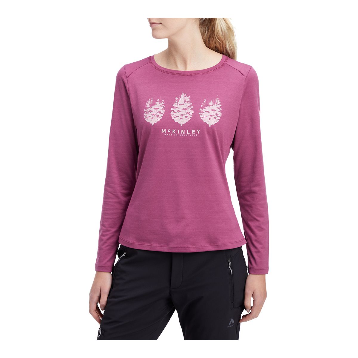 Merino Pattern Base Layer Legging - Amaranth Pink, Women's Ski Clothes