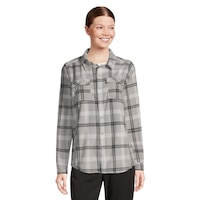 O'Neill Women's Fleece Plaid Flannel Top Front_Flat