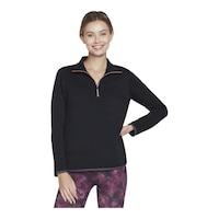 Skechers Women's Softknit Ottoman 1/4 Zip Sweater Front_Flat