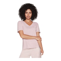 Skechers Women's V-Neck T Shirt Front_Angled_Right