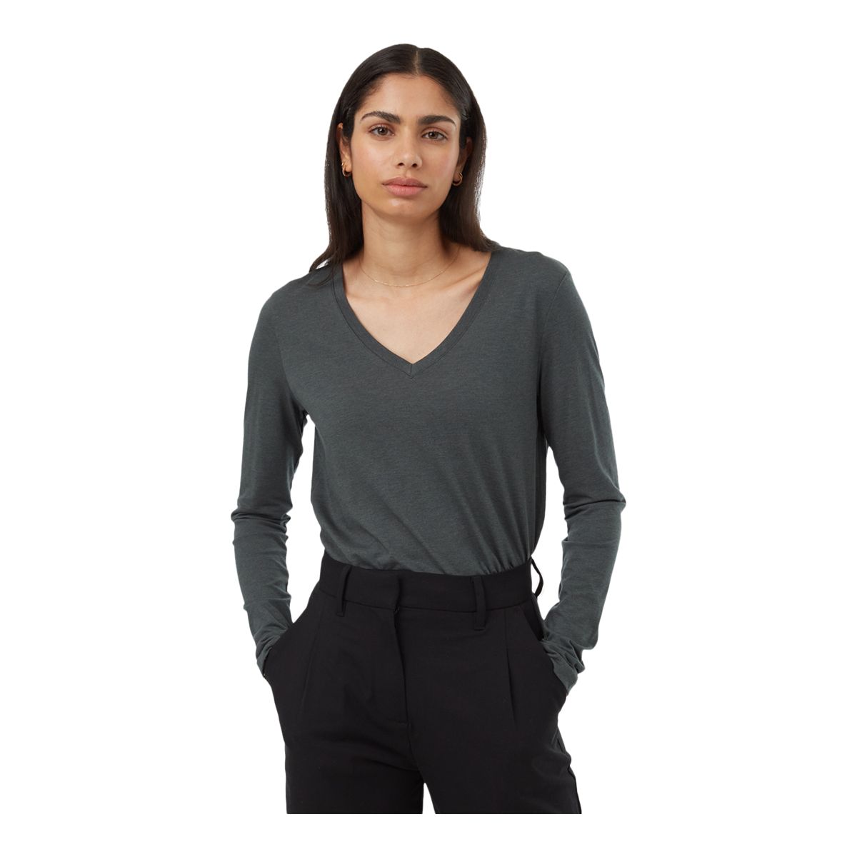 tentree Women's TreeBlend V-Neck Long Sleeve T Shirt