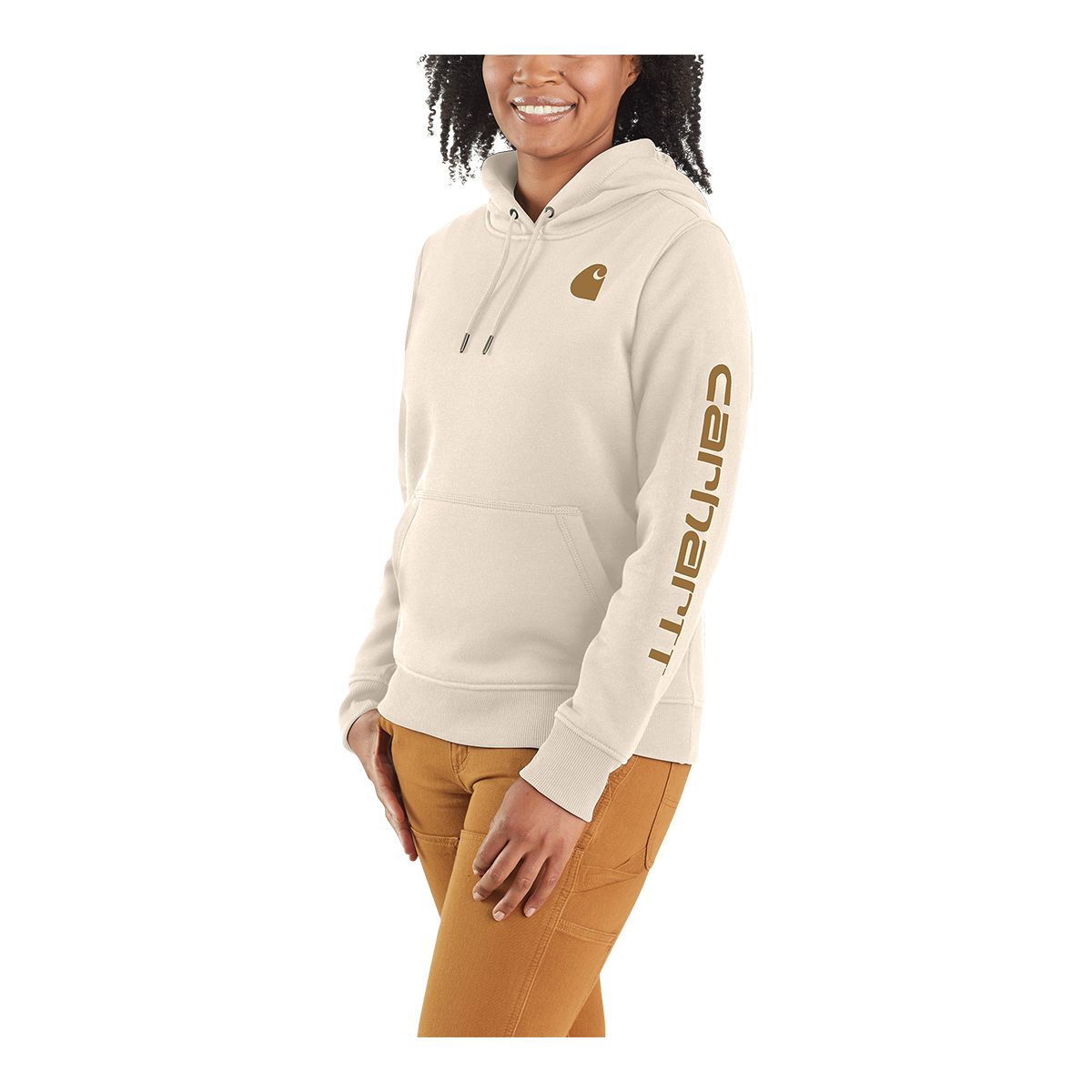 Image of Carhartt Women's Relaxed Fit Sleeve Logo Graphic Hoodie