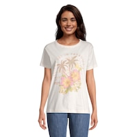 Roxy Women's Hibiscus Paradise BFC T Shirt Front_Flat