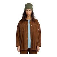 O'Neill Women's Cord Over Woven Long Sleeve Top Front_Flat