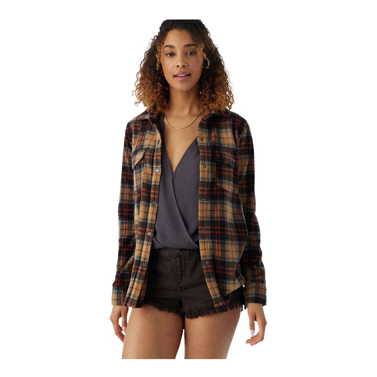 O'Neill Women's Zuma Plaid Woven Flannel Top