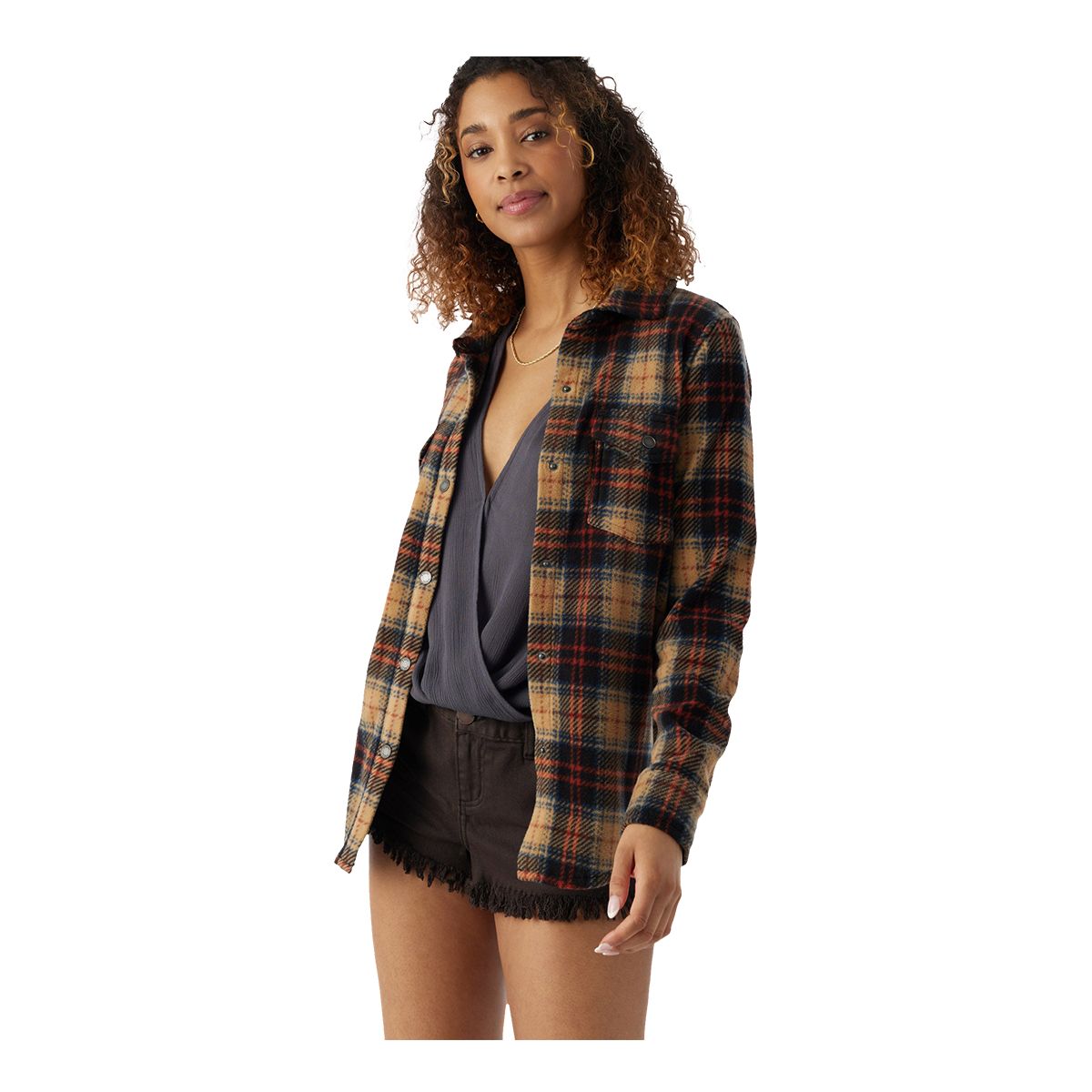 O'Neill Women's Zuma Plaid Woven Flannel Top