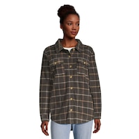 O'Neill Women's Collins Superfleece Logan Plaid Top Front_Flat