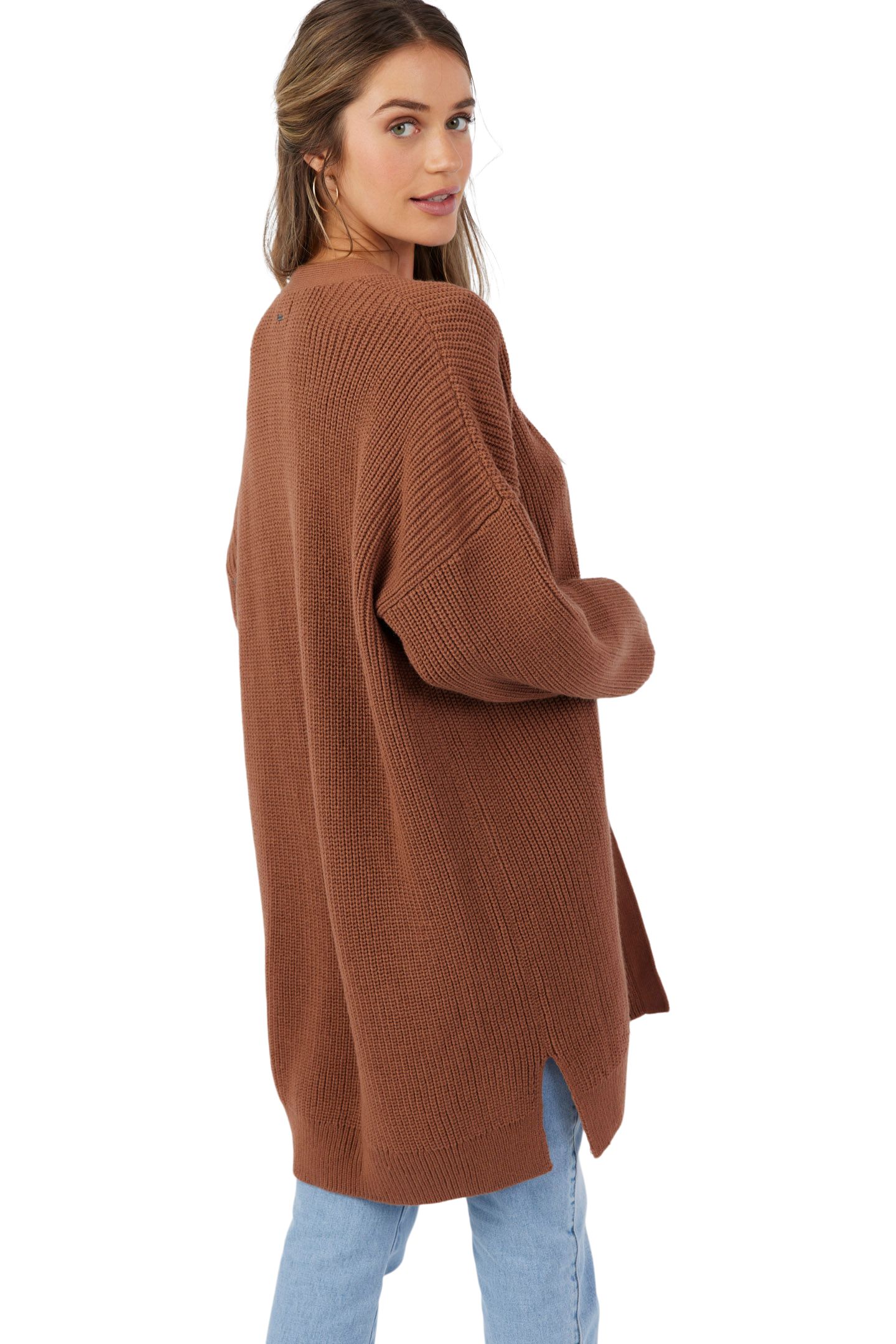 LazyCozy Women's Lightweight Open Front Cardigan - Long Sleeve Draped Jersey Sweater With Thumb Holes