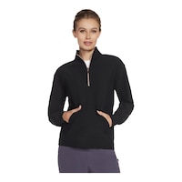 Skechers Women's Go Luxe Rib 1/4 Zip Long Sleeve Top Front_Flat
