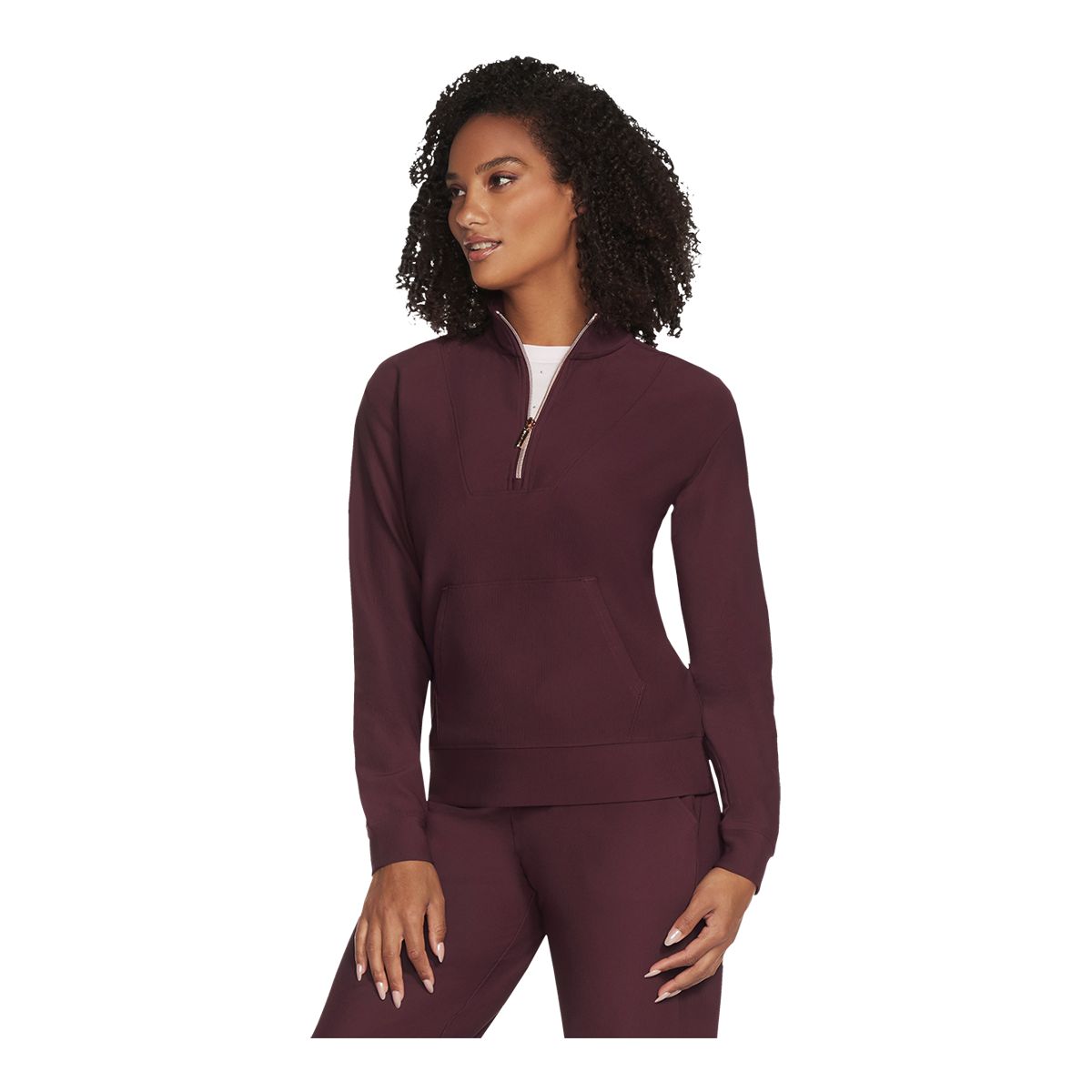 Skechers Women's Go Luxe Rib 1/4 Zip Long Sleeve Top