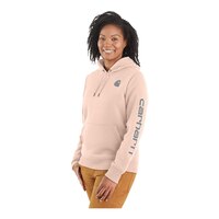 Carhartt Women's Relaxed Fit Sleeve Logo Graphic Hoodie Front_Three_Fourths_Angled_Left