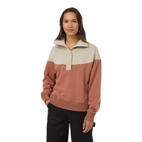 Tentree Women's TreeFleece Quarter Button Mock Neck Top Front_Angled_Left