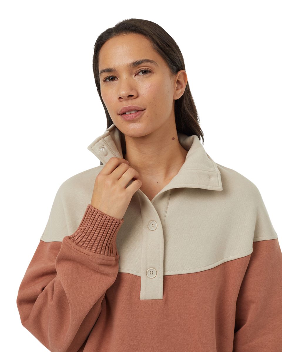 Tentree Women's TreeFleece Quarter Button Mock Neck Top