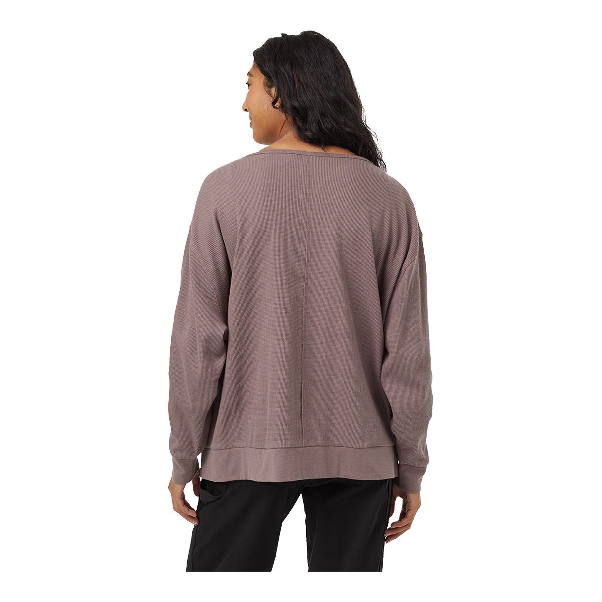 Tentree Women's TreeWaffle Deep V-Neck Long Sleeve T Shirt