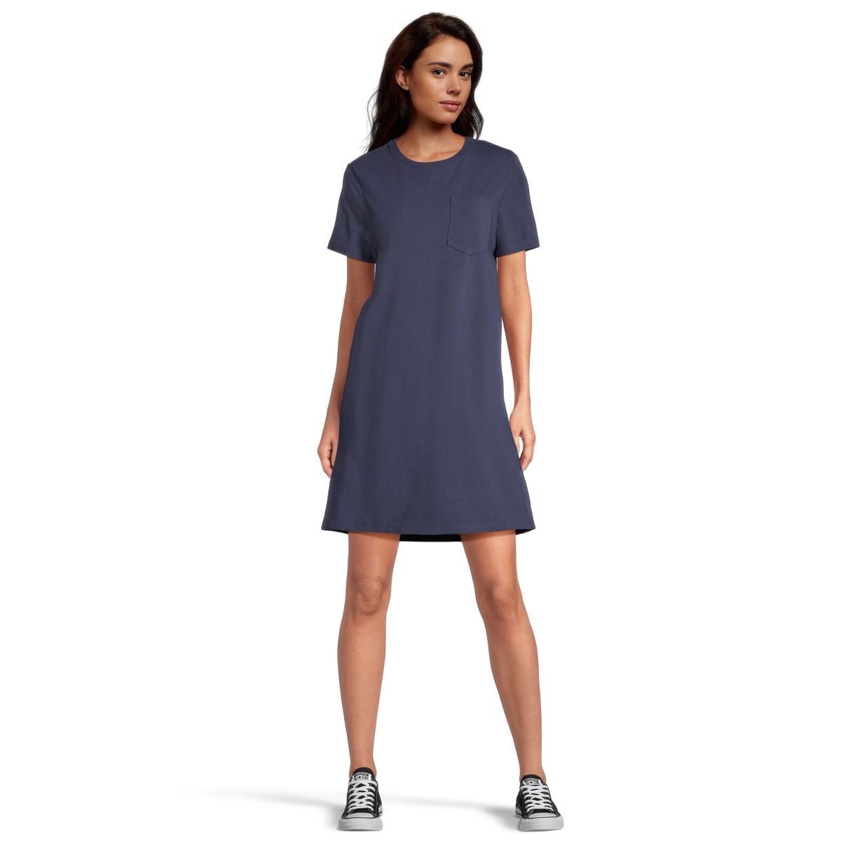 【十 】theredthread S stamp tee dress Womens EcoWoven Crepe Smocked Dress | ECOVERO