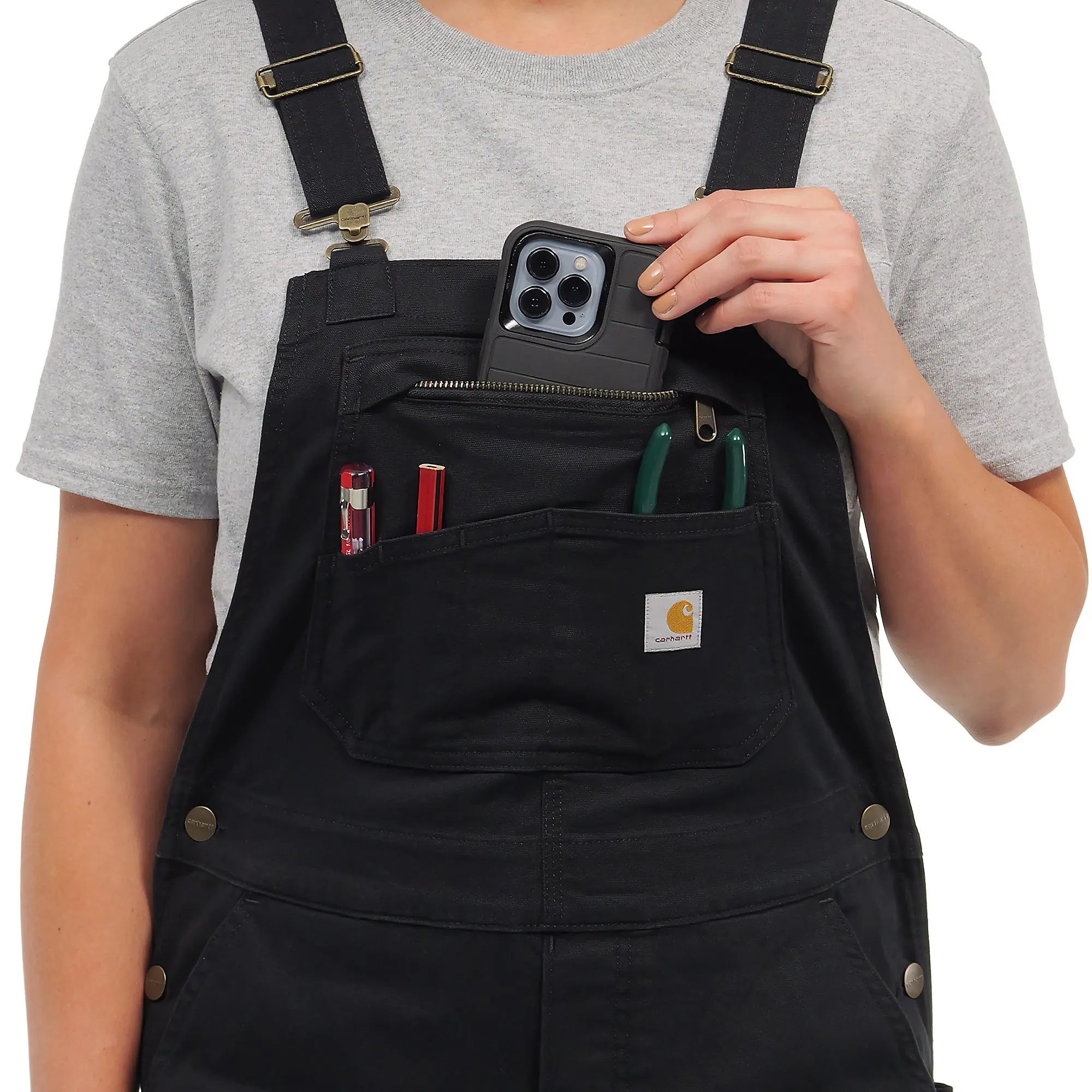 Carhartt Women's Rugged Flex Loose Fit Double Front Canvas Bib Overalls